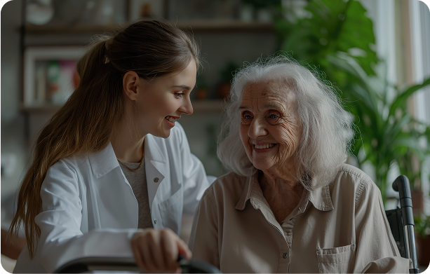 Caregiver with patient